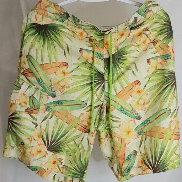 Denver Hayes Shorts Swim Trunks Tropical Pattern Size Large - Picture 1 of 3